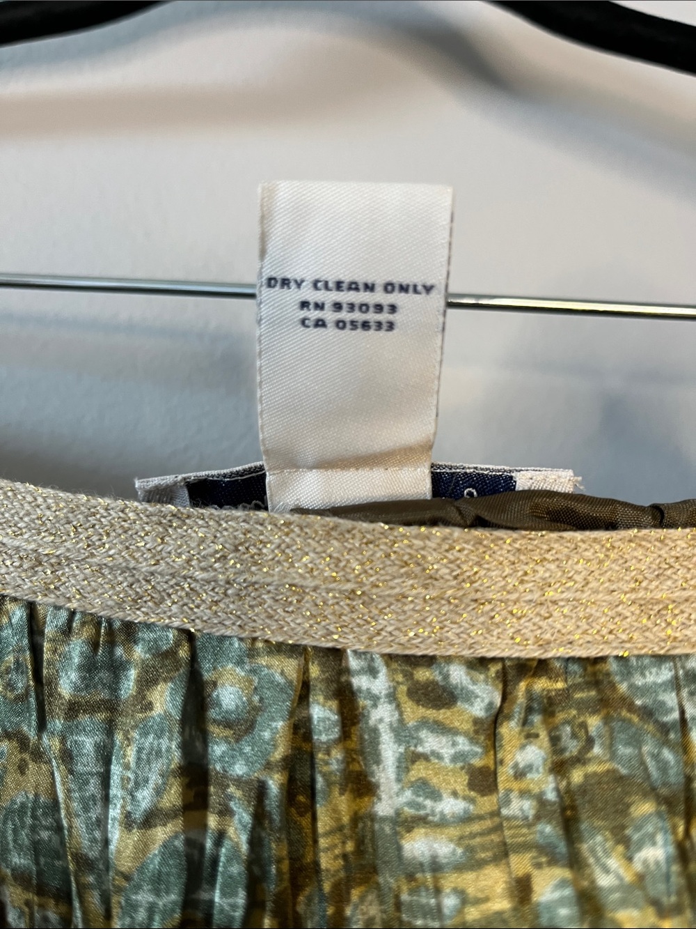 Telluride Sundance vintage 100% crushed silk shiny green gold midi skirt - Picture 6 of 10